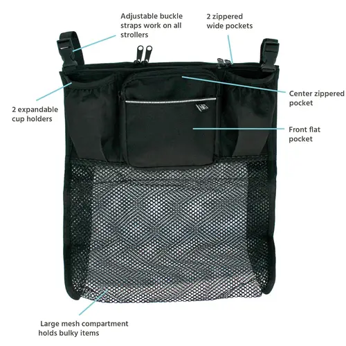 Universal Organizer with Cup Holders and Mesh Storage Compartment